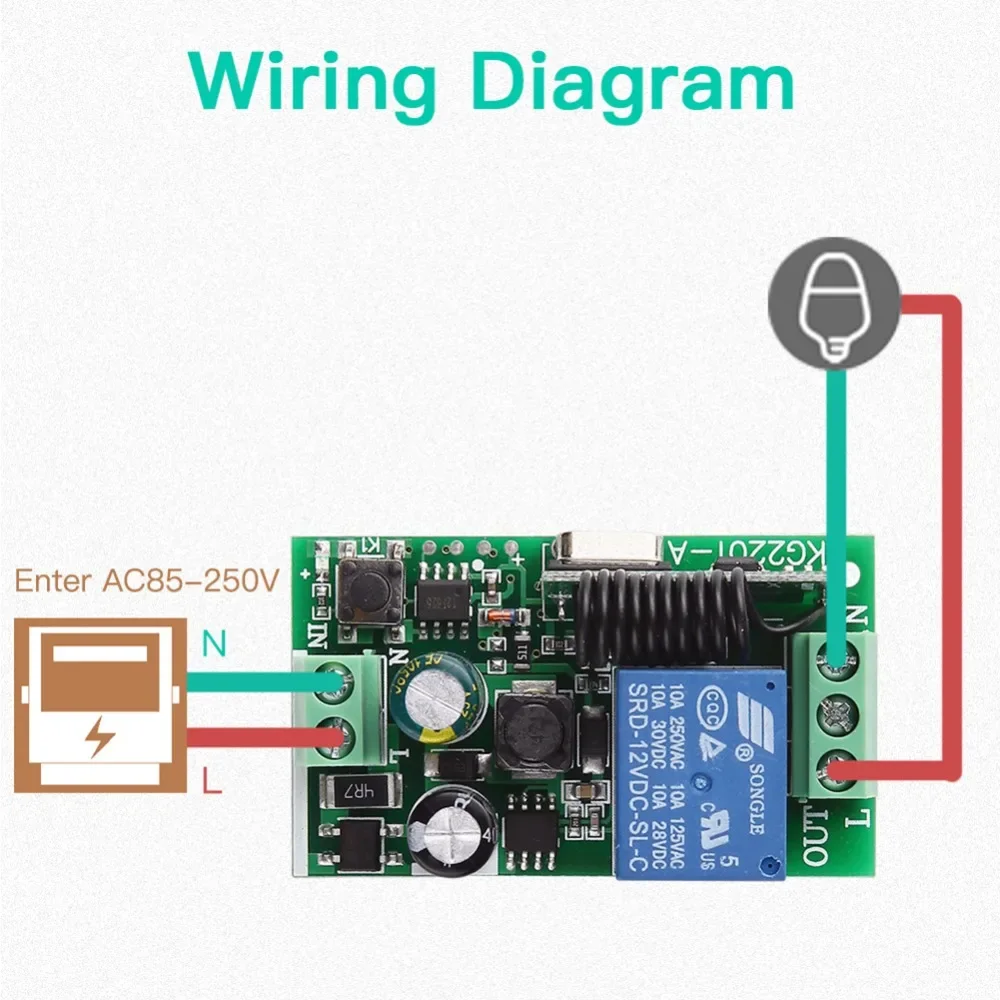 220V 433Mhz Universal Wireless Remote Control Switch 1 Channel Relay Receiver Module for RF 433 Mhz Remote Controls