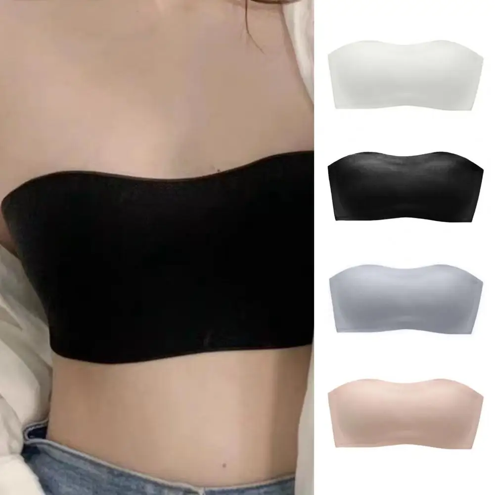 Invisible Bra Seamless Strapless Bras for Women Anti-slip Push-up Breathable with Great Support Back Closure Tube Top Underwear