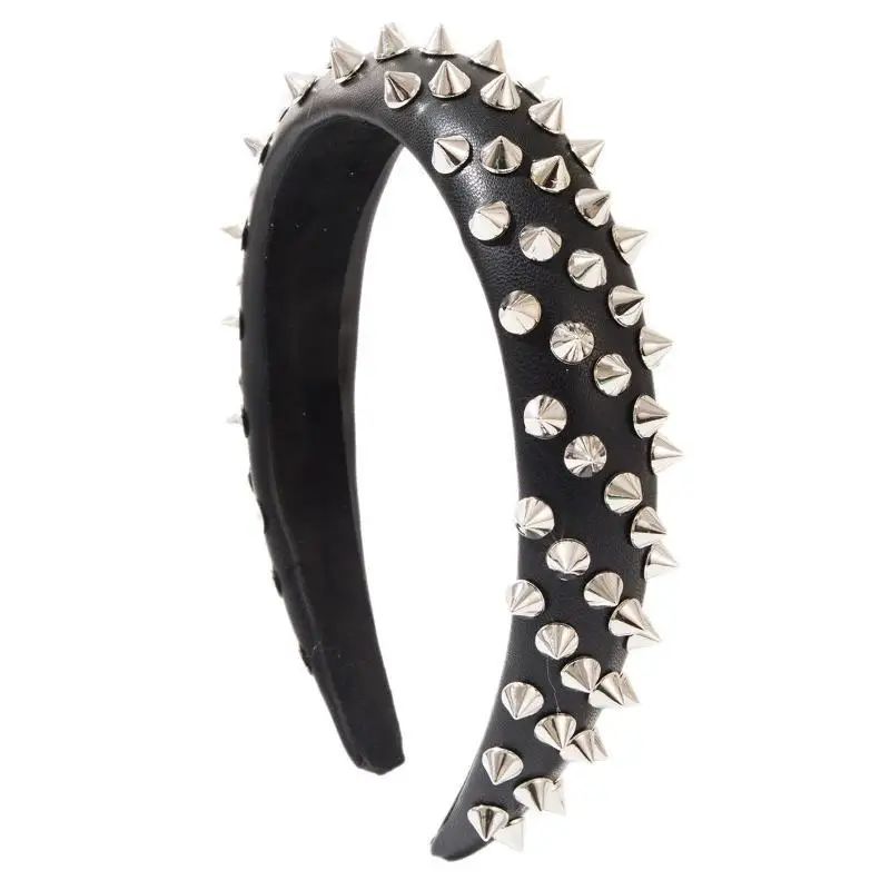 Neues Retro-Stirnband mit übertriebenen Nieten und breitem Rand als Haaraccessoire für Frauen – Detail 5