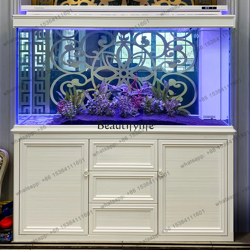 X4 New Fish Tank Large Living Room Super White Glass Aquarium Bottom Filter Dragon Fish Tank Change Water