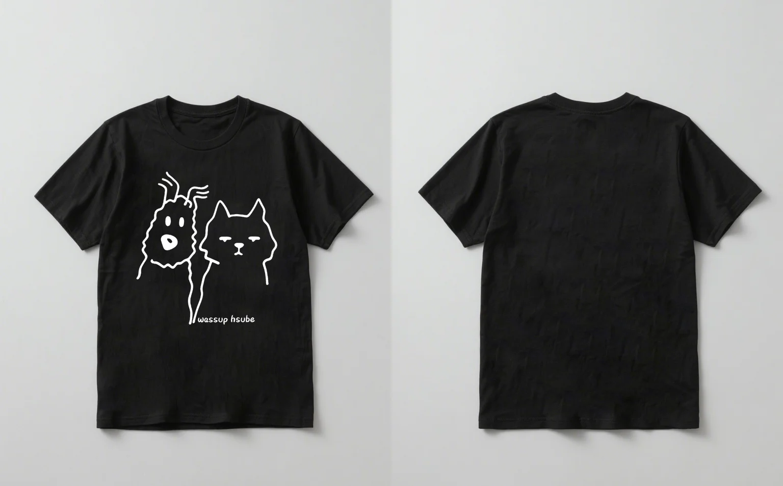 2025 เสื้อแขนสั้นพิมพ์ลายการ์ตูนสุนัขและแมวสุดอินเทรนด์สำหรับทุกเพศ