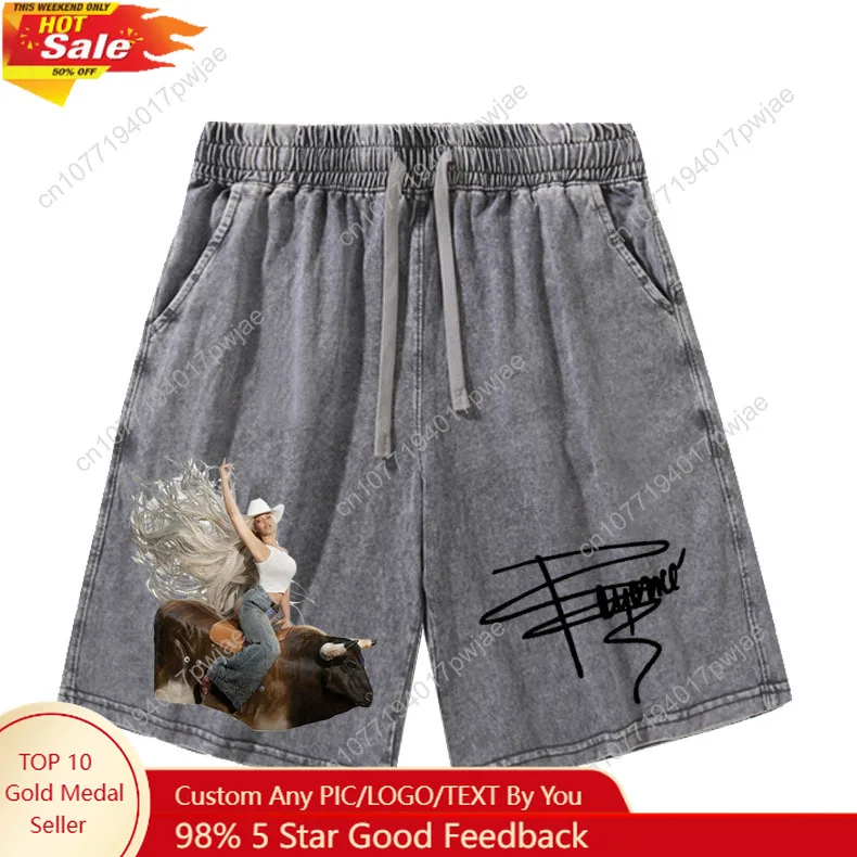 

Beyonce Rock Cowboy Carter Shorts Man Woman Teenager Retro Short Pants Vintage Cotton Elastic Soft Beach Shorts Customized Pants