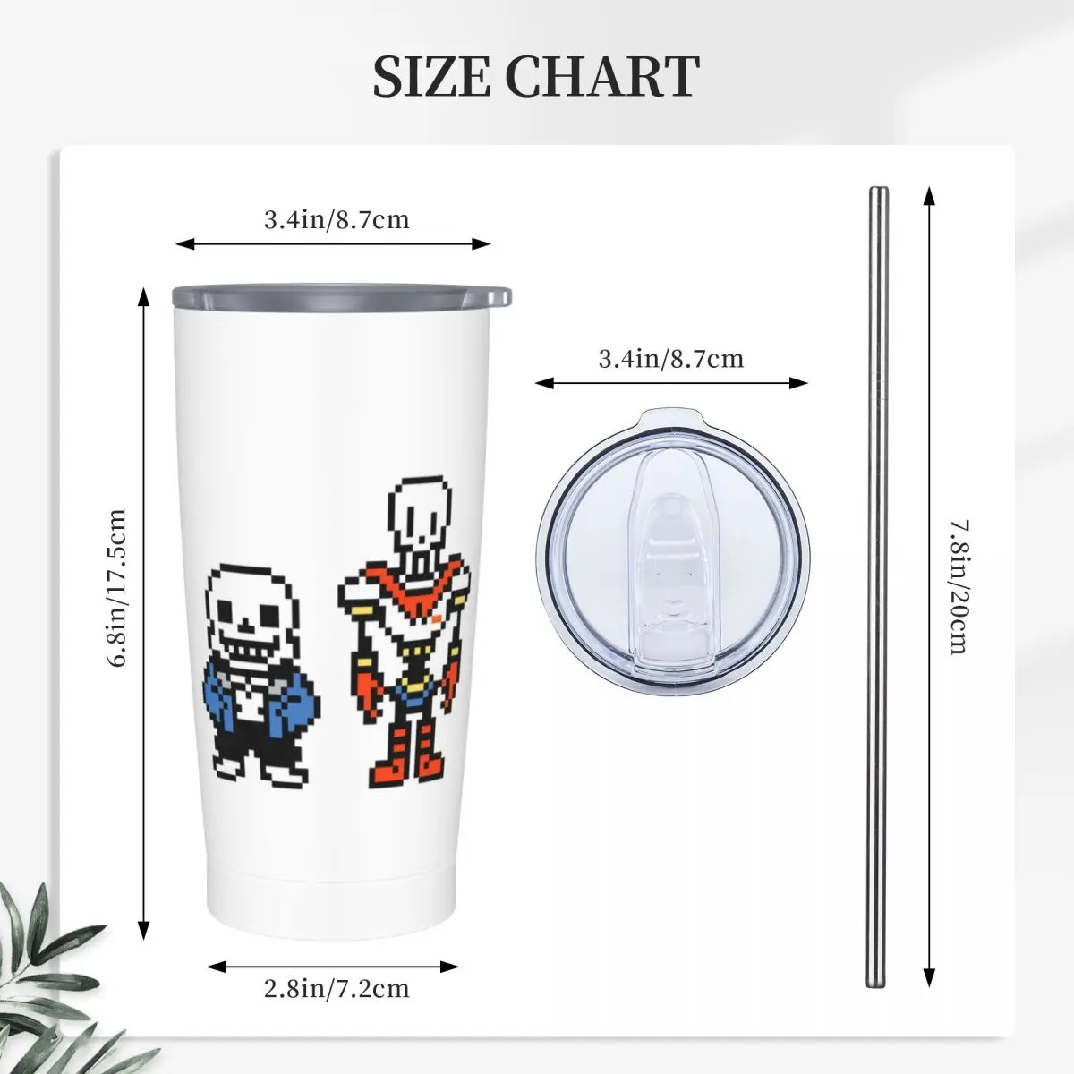 Undertale Sans And Papyrus Stainless Steel Tumbler Vacuum Insulated Mug Thermal Cold Bottle Straws With Lid 20oz