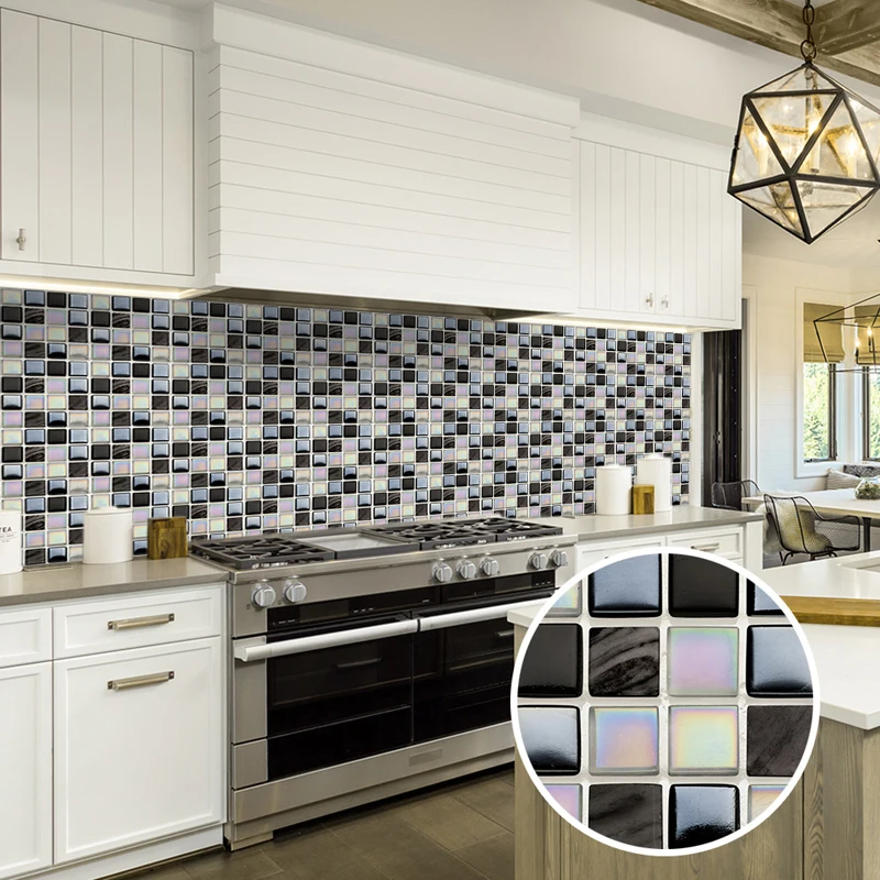 

100 pcs Color square 3D Tile stickers Waterproof Self-adhesive Wall sticker For living room Kitchen Bathroom Furniture Decor