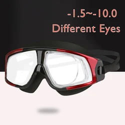 Queshark Men Women Adult -1.5 To -10.0 Myopia Swim Eyewear Silicone  Anti Fog Swimming Goggles Custom Different  Left Right Eyes