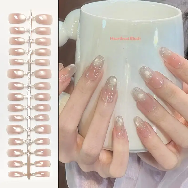 Short Oval False Nails 30PCS Full Cover Press On Nail Tips Fashionable Art Design for Quick Party or Daily Use