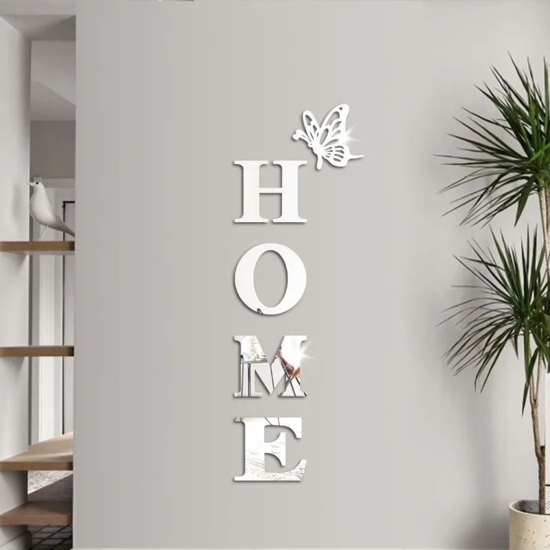 HOME Home Logo 3D Mirror Wall Sticker, Entrance Decoration, Home Decoration