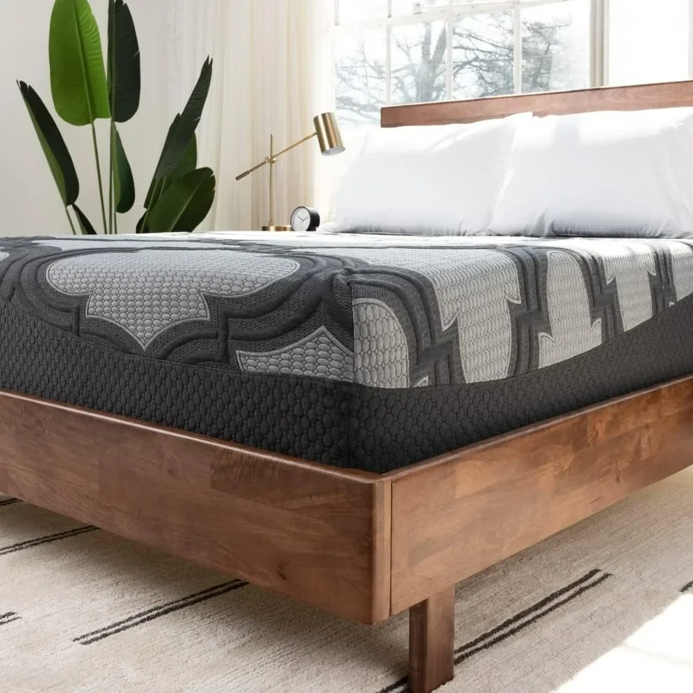 Matelas hybride King Size avec mousse à mémoire de forme en gel refroidissant, forme de soutien lombaire, matelas à ressort entièrement enveloppé, 14 po