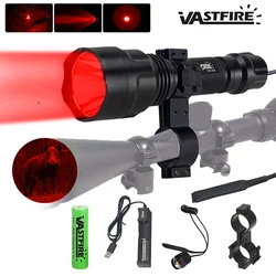 Poderoso C8 LED caça lanterna, tocha tática, Rifle Scope lanterna, Airsoft Mount, interruptor, 18650, carregador, branco, verde, vermelho