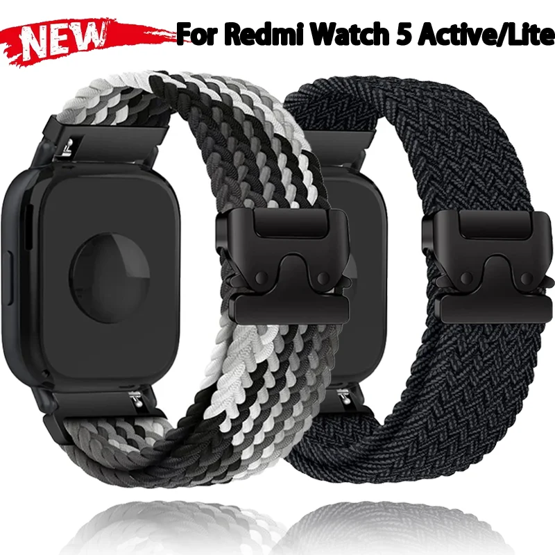 Nylon Braided Loop Strap For Redmi Watch 5 Active/Lite Parachute Buckle Bracelet Band For Xiaomi Watch S5-4-3/Huawei GT6-5 Belt