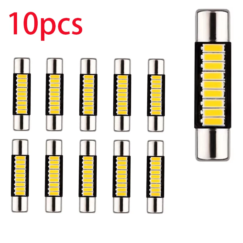 10PCS C5W Festoon Lights 4014 28MM 31MM 9 SMD For Car Vehicle License Plate Lamp 6615F 6614F 3021 3022 Interior Dome Map Bulbs