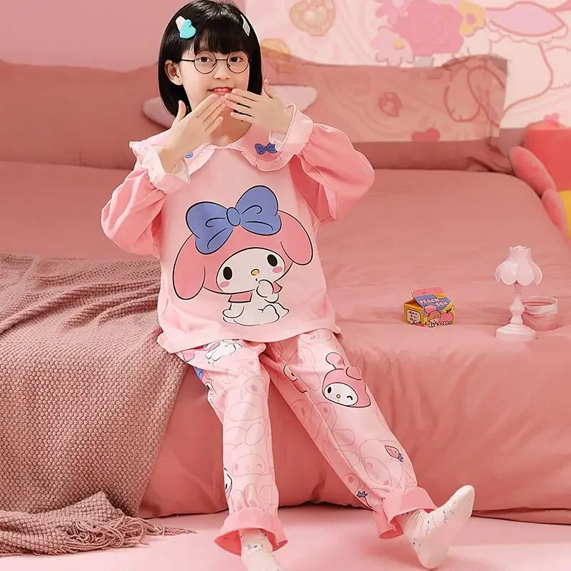 

Girly Heart Kawaii Kuromi Cinnamoroll Anime Sanri Sleepwear Clothing Cute My Melody Homewear Long Sleeve Shirt Pants Pajamas Toy