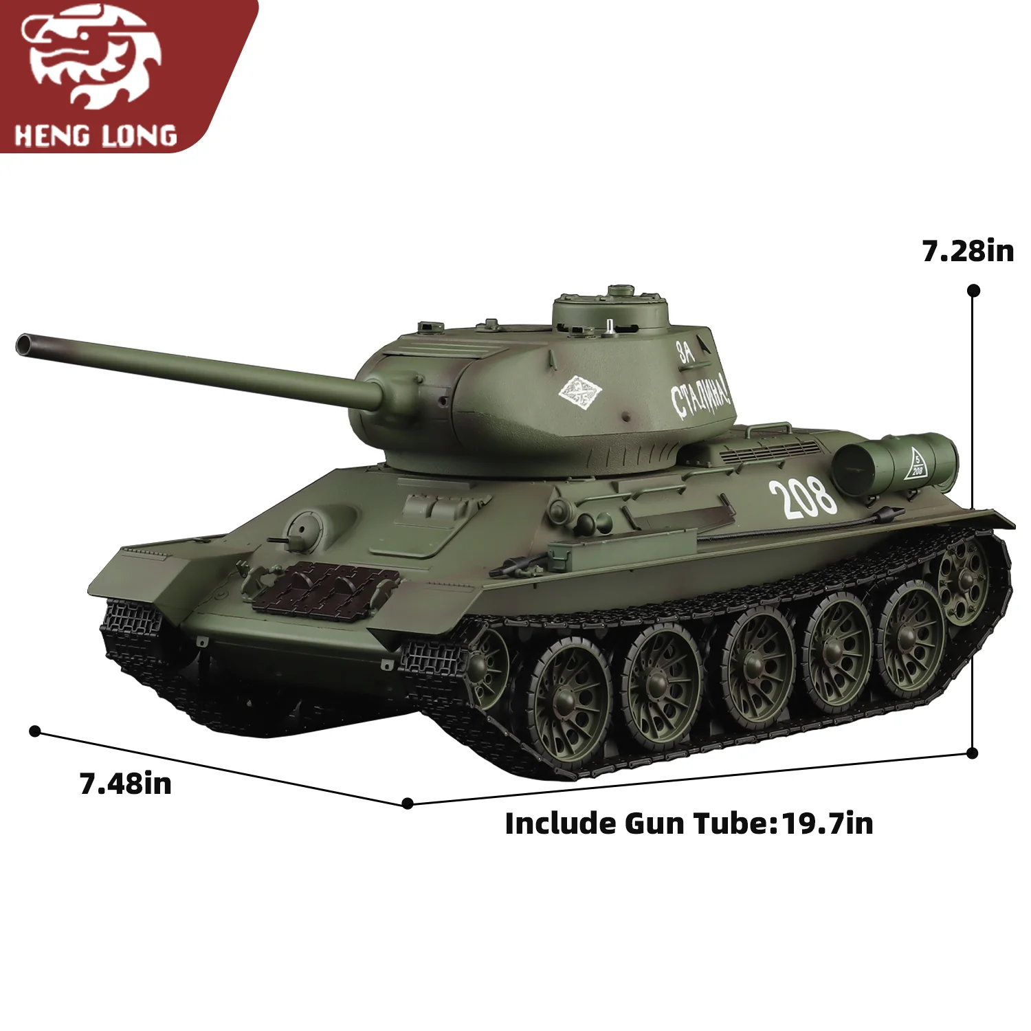 Heng Long rc tanques 1/16 União Soviética T-34/85 modelo de tanque (Plástico Completo Ver Básico. & 320 °   Torreta giratória e TK7.0) No.3909