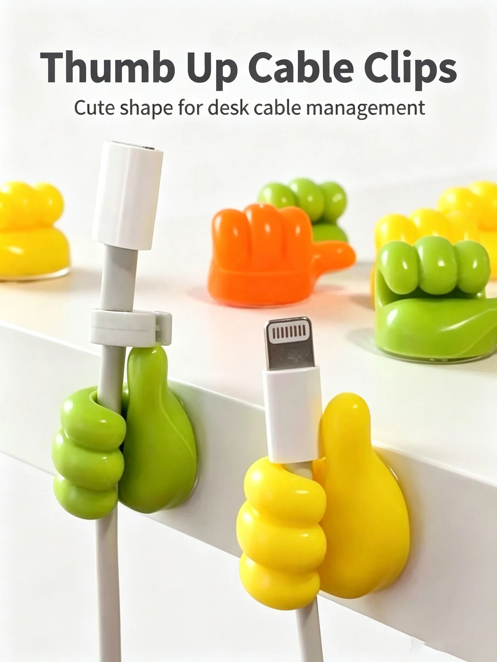 10Pcs Random Color Silicone Cable Organizer Self‑Adhesive Wire Clips for Car Office Desktop Data Line Earphone Cord Storage