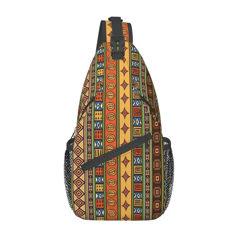 

African Kitenge Ankara Print Sling Chest Crossbody Bag Men Cool Africa Ethnic Art Shoulder Backpack for Travel Cycling