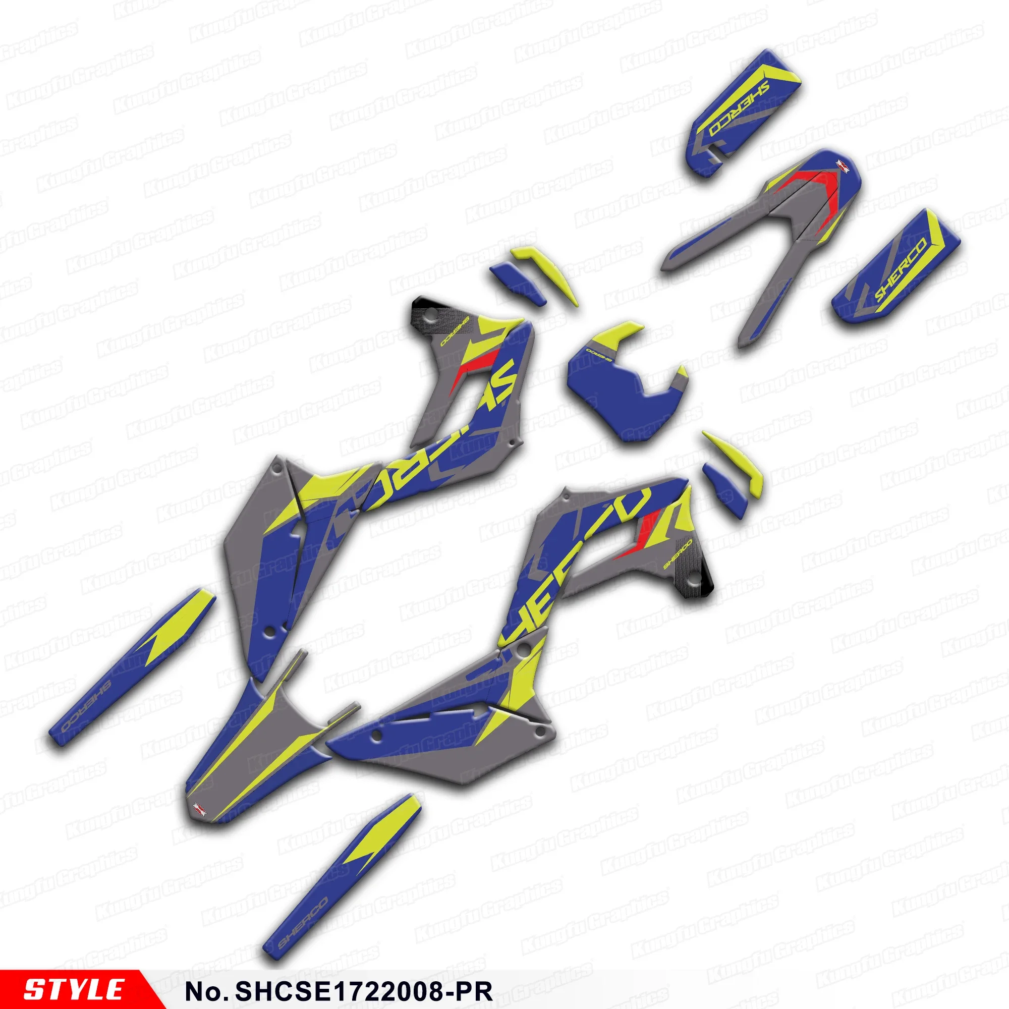 

JY RACING Graphics Kit Decals Stickers for Sherco SE-R SC FSE-R SCF 125-500 2017 2018 2019 2020 2021 2022 2023, SHCSE1722008-PR