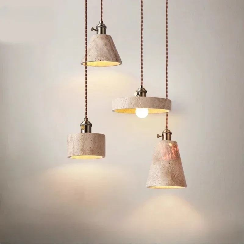 

Yellow Cave Stone Pendant Lamp Japanese Wabi Sabi Bedroom Homestay Designer Restaurant LED Chandelier Modern Home Decor Lighting