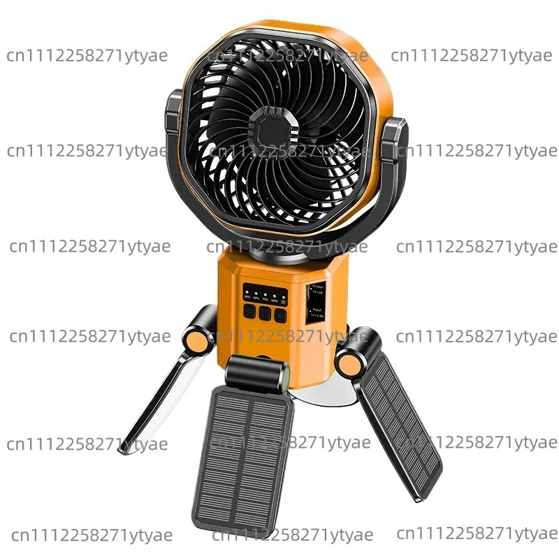 Eary Camping Solar Fan With 6000mAh Battery Powered Tent Camp Fan With Light 4 Speed Wind Adjustable Air Cooling Fan For Outdoor