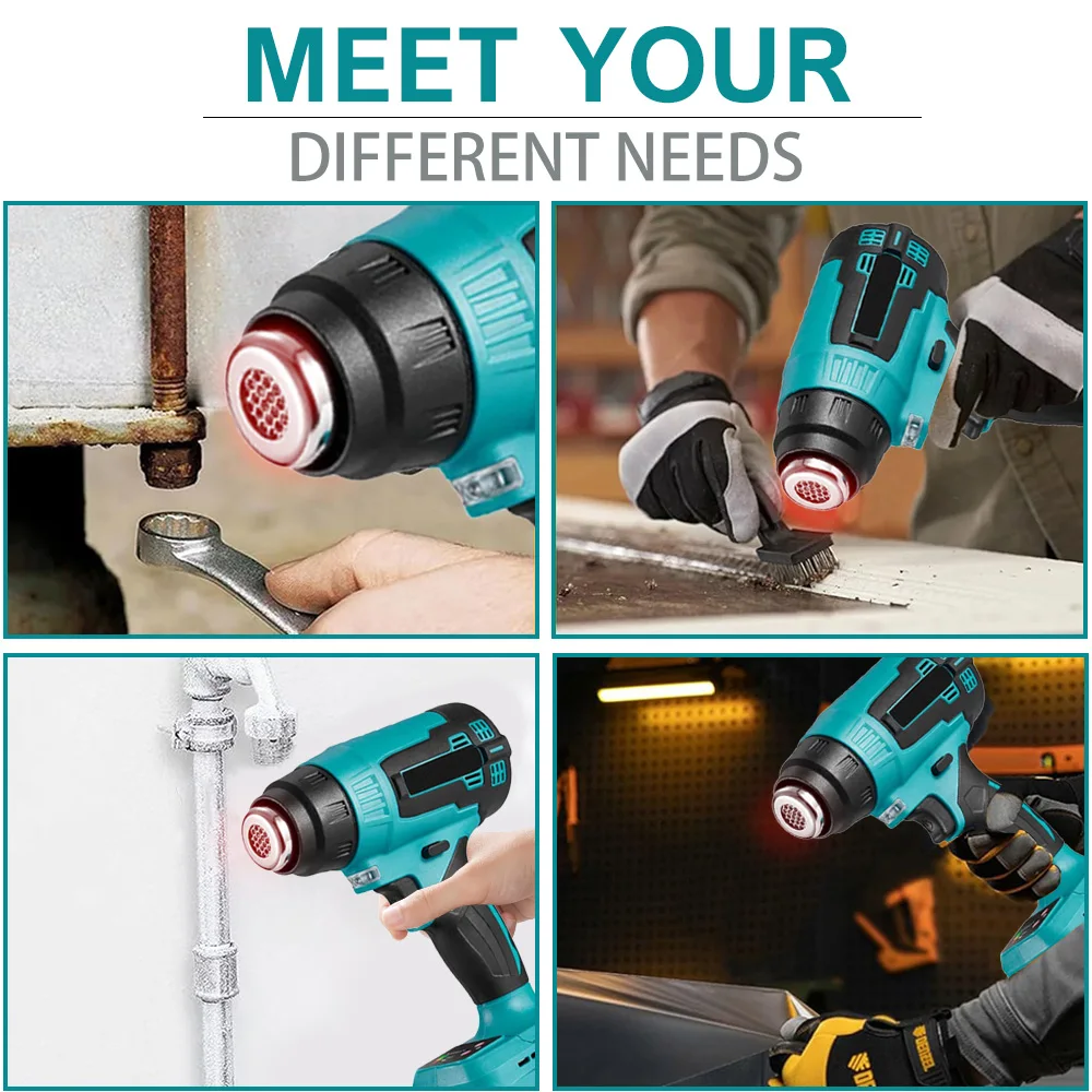 

Для аккумулятора Makita 18 В, беспроводной ручной беспроводной нагревательный пистолет, макс. 500 ℃ Тепловой пистолет, 4 насадки для термоусадочных трубок для поделок, виниловая пленка