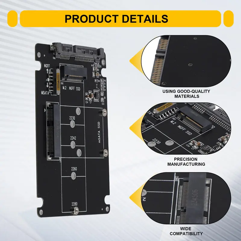2 In 1 NGFF M.2 B+M Key Mini PCI-E Or Msata SSD To SATA III Adapter Card For Full Msata SSD/ 2230/2242/2260/22X80 M2