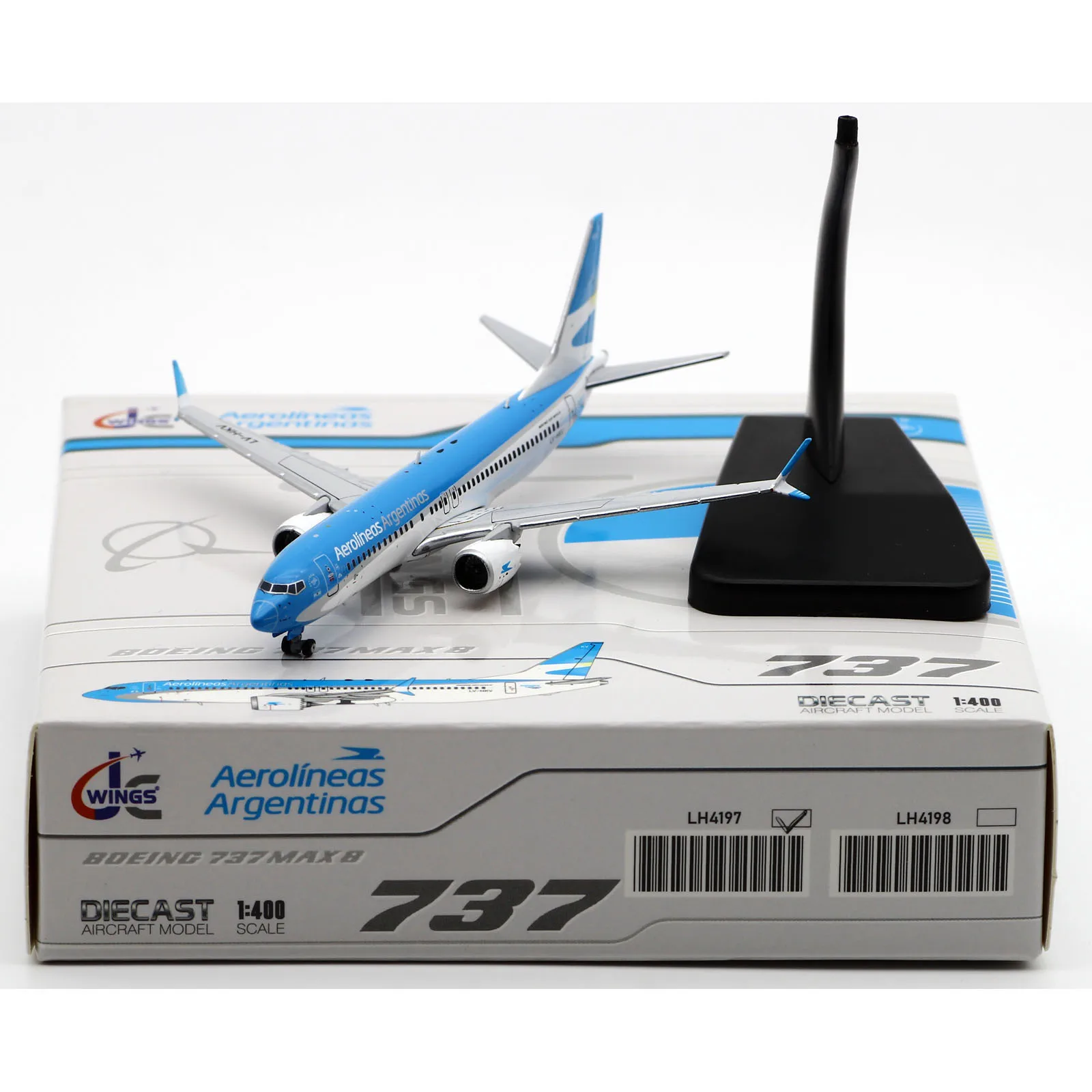 LH4197 Alloy Collectible Plane Gift JC Wings 1:400 Aerolineas Argentinas Boeing B737-8max Diecast Aircraft Jet Model LV-HKV