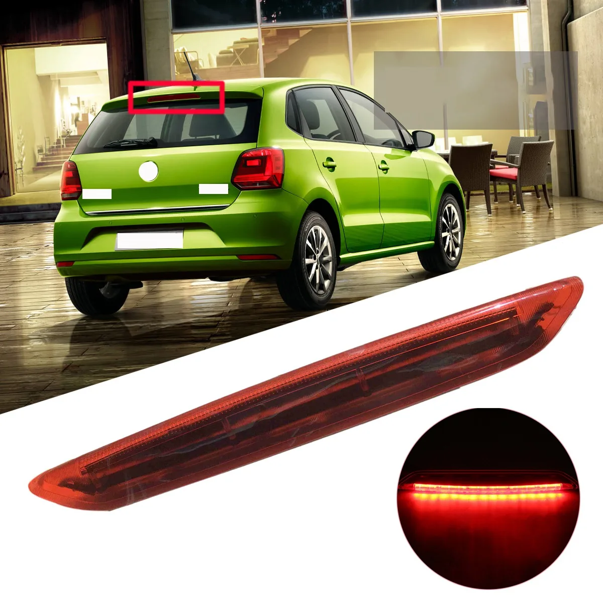 High Auto Level Car Third Brake Light Barn Door Rear Brake Light High Mount Stop Lamp for POLO 4 9N 9N3 2002-2010