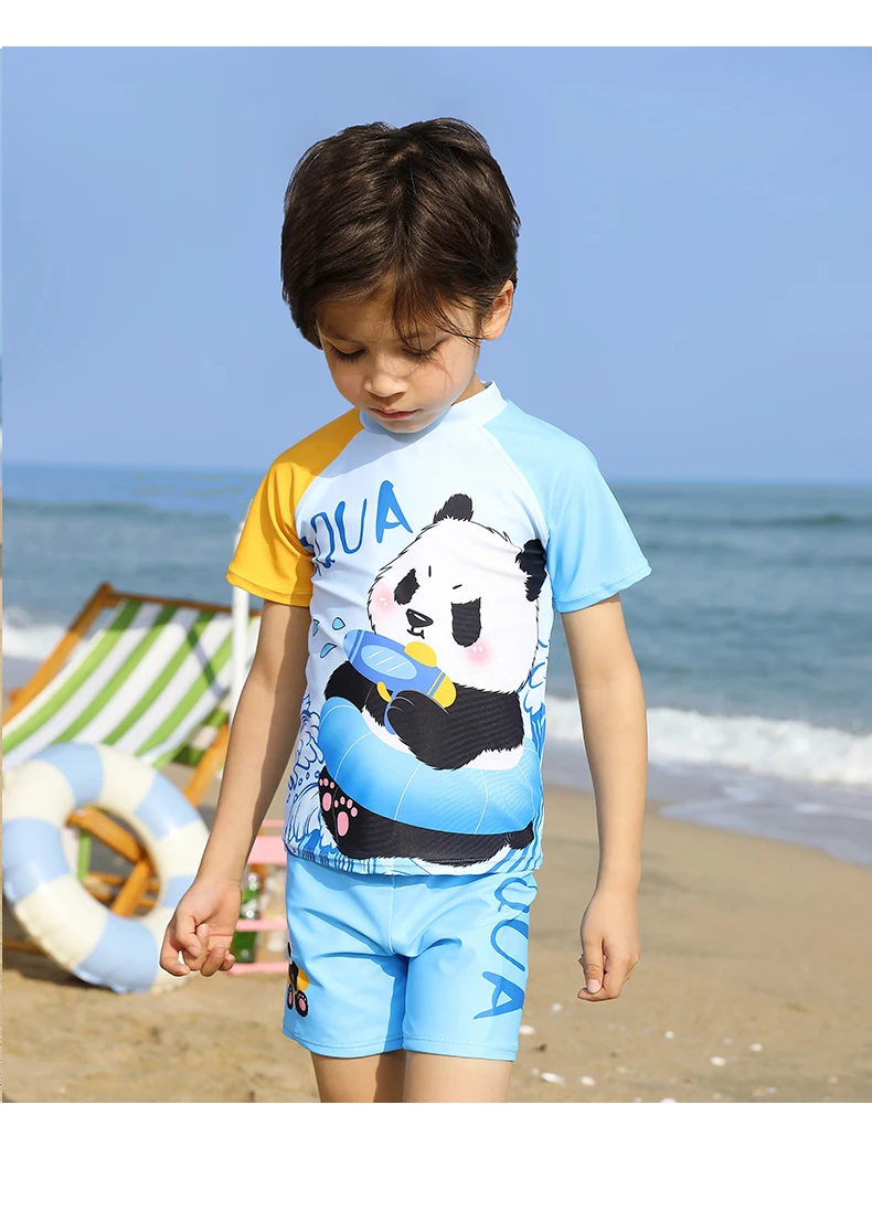 Children\'s Long Sleeve Swimsuit Boy Split Cartoon Summer Sunscreen Quick Drying Small Kids Seaside Vacation Set