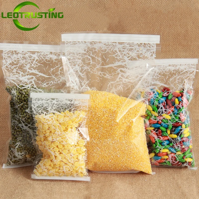 

100PCS Flat Plastic Ziplock Clear Packaging Bag DIY Snowflake Coffee Snack Cookies Sugar Beaf Dried Fruits Beaf Storage Pouches