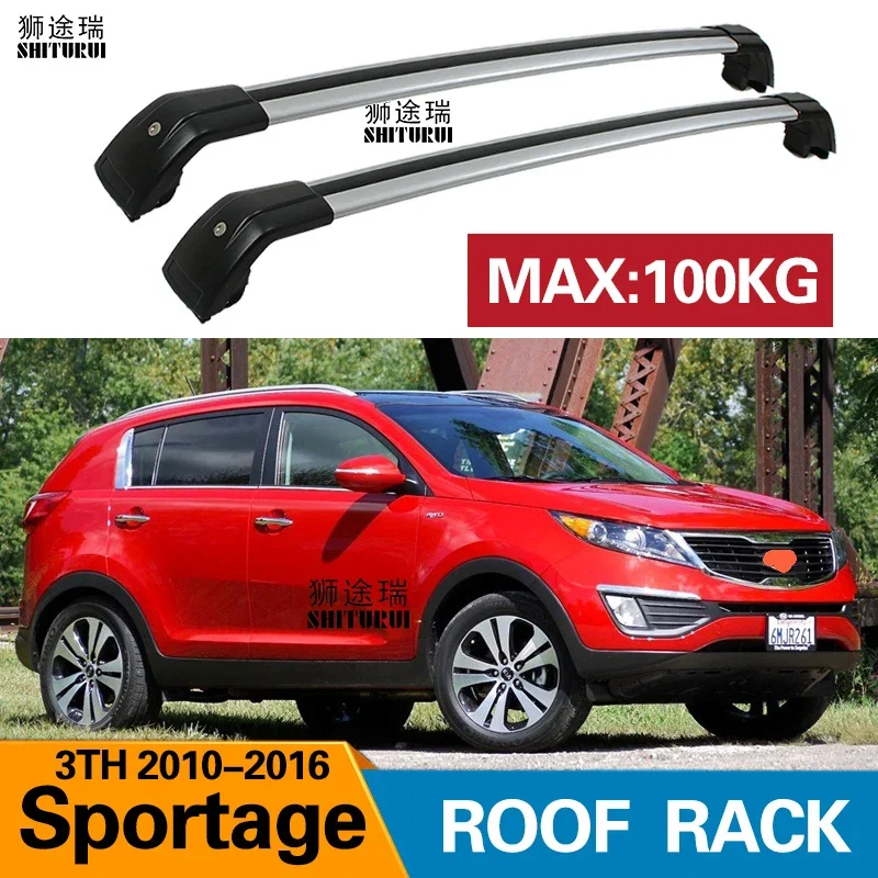 

SHITURUI 2Pcs Roof bars For KIA SPORTAGE (SL) 3TH 2010-2016 Aluminum Alloy Side Bars Cross Rails Roof Rack Luggage Carrier