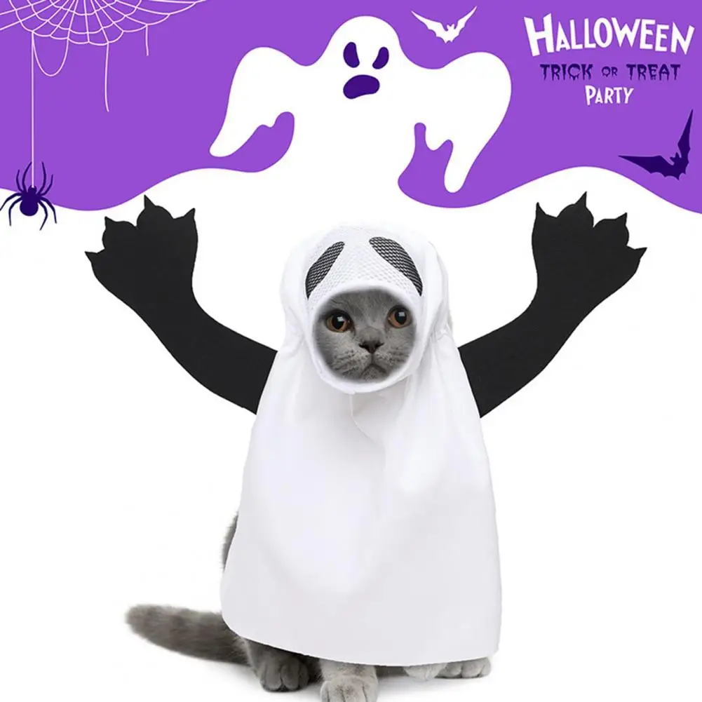 Halloween Dog Ghost Costume Tailored Pet Garments Pet Halloween Costumes Spooky Ghost Costume for Small Medium Dogs Cosplay