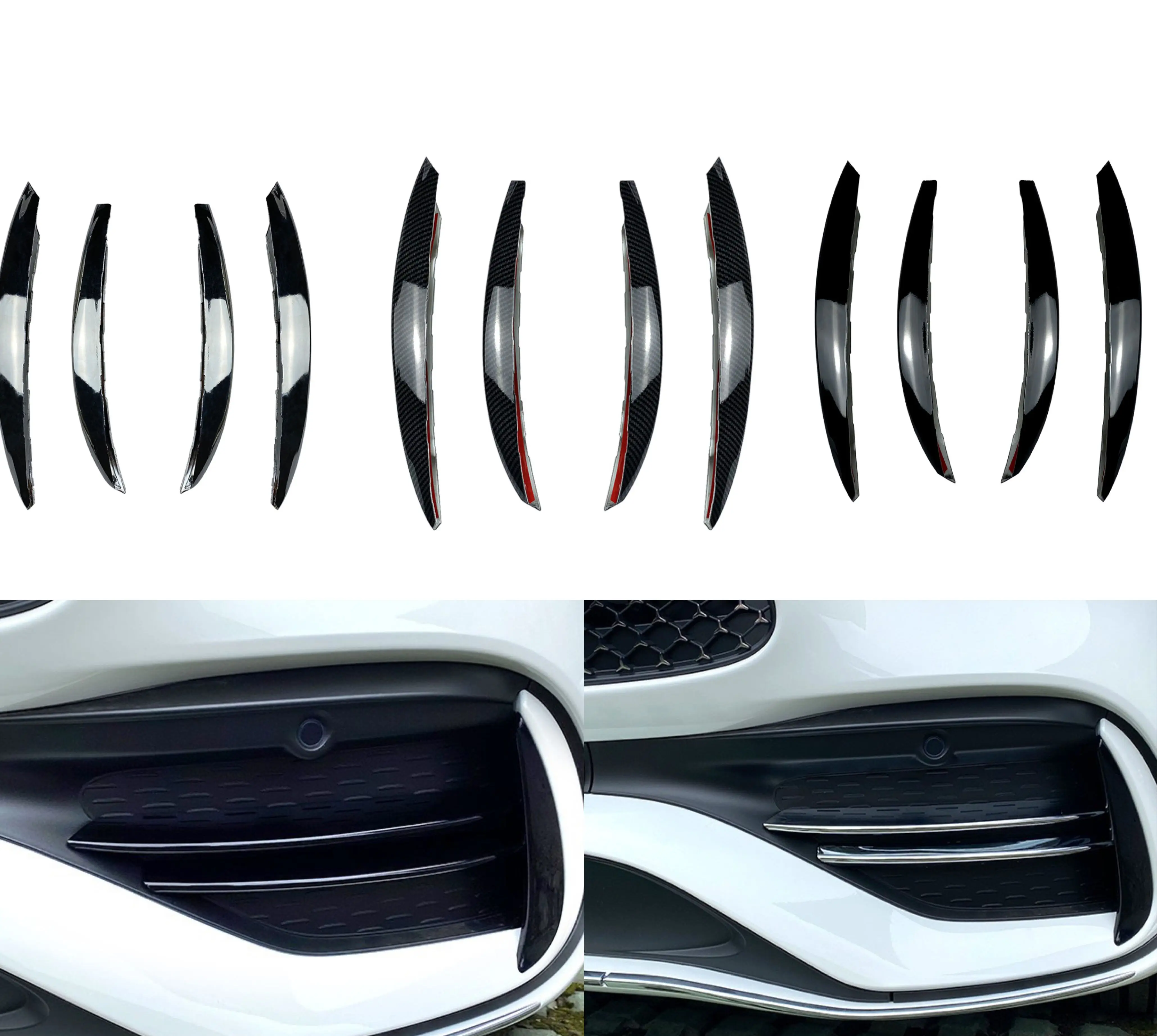 

For Mercedes Benz C-Class W206 C200 C260 C300 2022 Car Front Bumper Splitter Fins Body Spoiler Canards Cover Trim