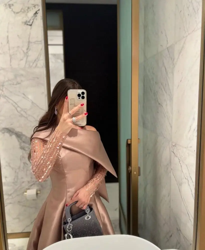 فساتين سهرة فاخرة من الساتان الشامبانيا بكتف واحد من Jirocum قابلة للفصل ومطرزة بأكمام شفافة متوهجة فساتين حفلات ميدي للحفلات الراقصة #3