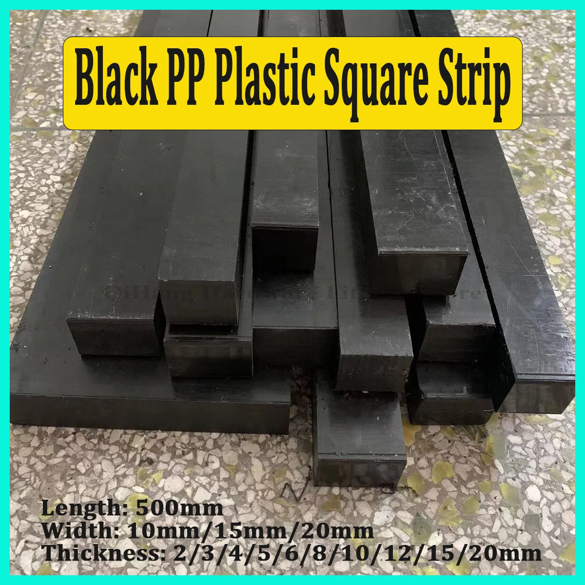 

2/4Pcs Black PP Plastic Square Strip 500mm Long, Thk2-20mm Polypropylene Wear-resistant Bar, Custom Cut for DIY & Industrial Use