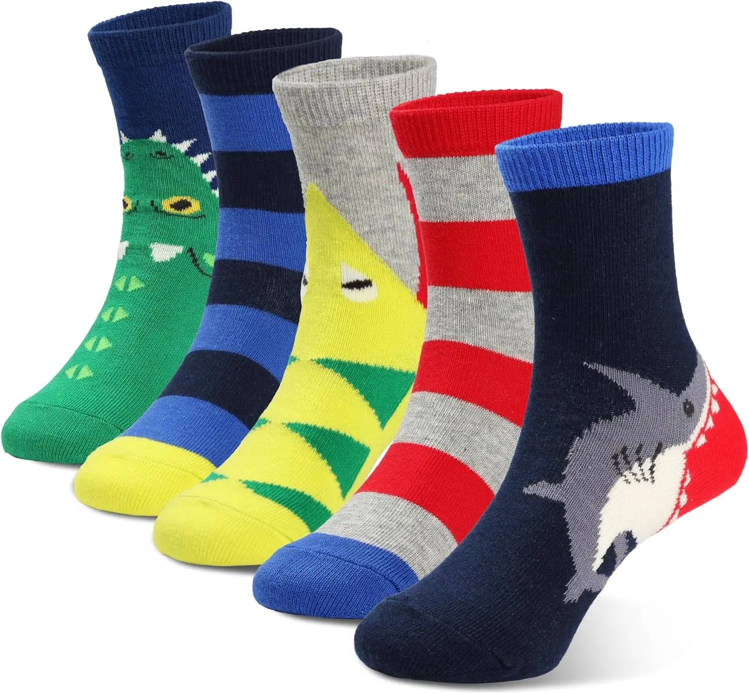 

Cotton Kids Boys Crew Socks with Bright Colorful Patterns, Graphic Print for Daily Wear