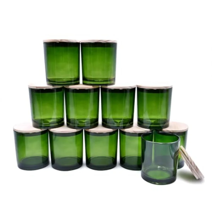 

Набор из 12 толстых банок для свечей объемом 14 унций, с 3 фитилями, пустые, с деревянными крышками, для изготовления свечей, прозрачные, для образцов