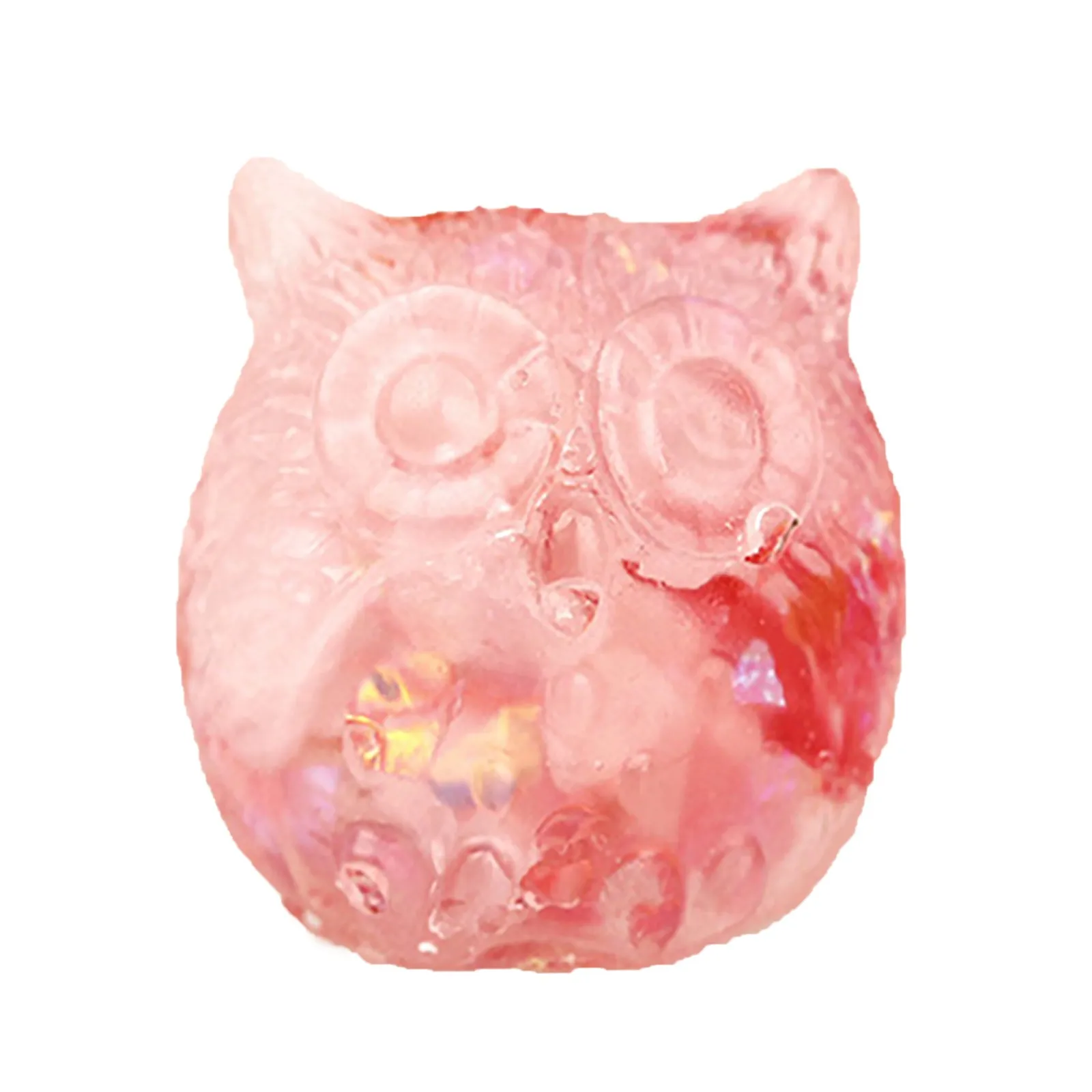 Natural Crystal Chip Drip Owl Tabletop Ornament Resin Car Accessories Ornaments Mini Owl Figurine Animal Statue Home Decor