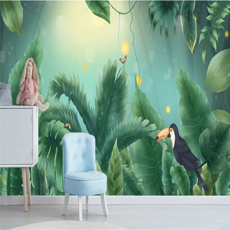 

Middle Ages Tropical Rain Forest Plant Toucan Papel De Parede 3d Living Room BedroomMural Wallpaper 3D Wall Papers Home Decor