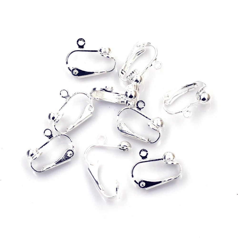 50Pcs Silver Plated Copper Earring Clips Loop Jewelry Making Findings 16x13mm