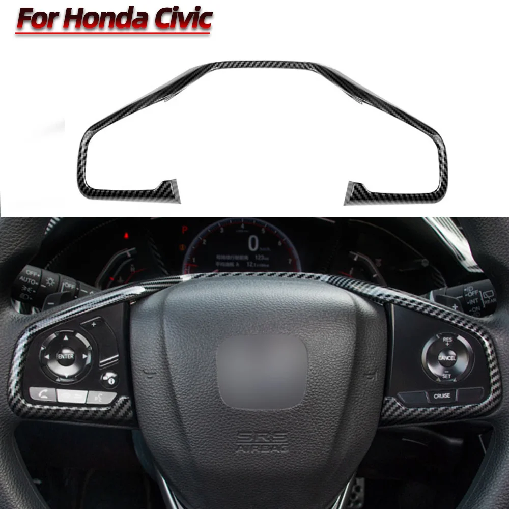 

For Honda Civic 10th Gen ABS Carbon Fiber Steering Wheel Decorative Sticker Decor Protect Cover Refit Car Styling Accessories