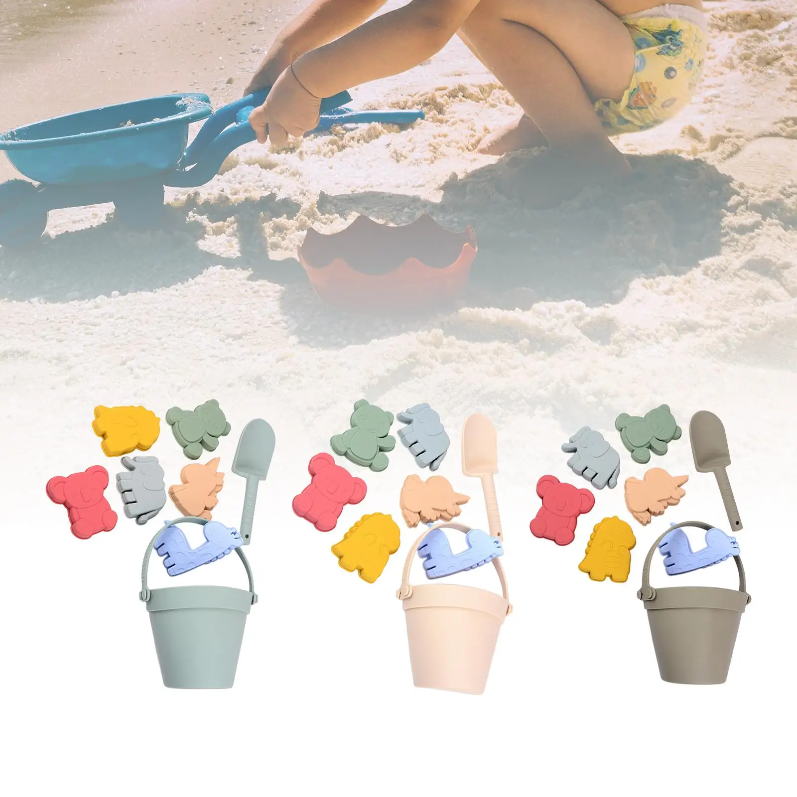 Juego de cubo y pala de playa de 8 piezas, juego de juguetes de arena de playa para niños, kits de juguetes de playa de viaje, juguete de baño de caja de arena de verano para niños