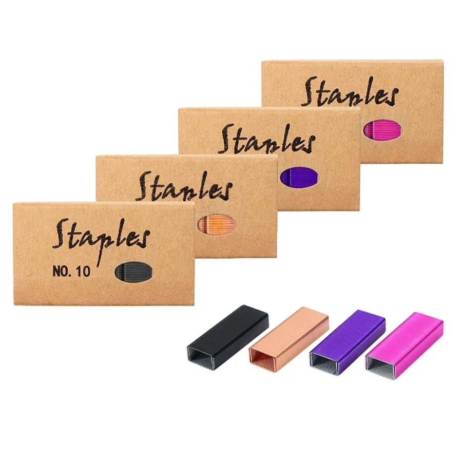 Colored Mini Staple Refills for Mini Stapler Jam Free 1000pcs Pack 4 Packs No.10 Total