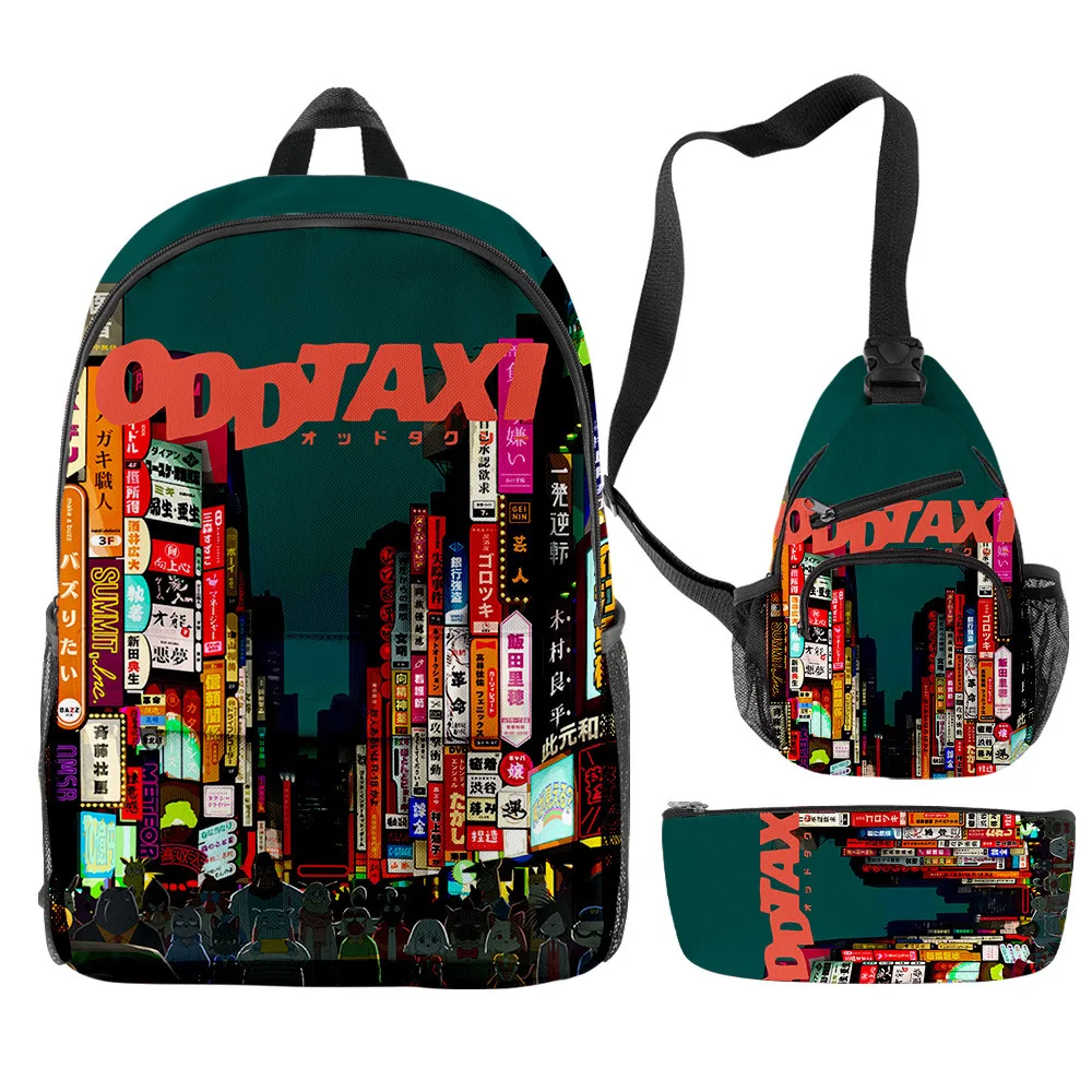 

Hip Hop Popular Novelty Funny Qiqiao Taxi 3D Print 3pcs/Set pupil School Bags Travel Laptop Backpack Chest Bag Pencil Case