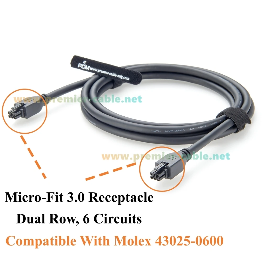 43025-0600 Micro-Fit 3.0 6 Circuits Cable Micro-Fit 3.0 6Pin Female to Female Power Signal Cable Compatible Molex 2451320620