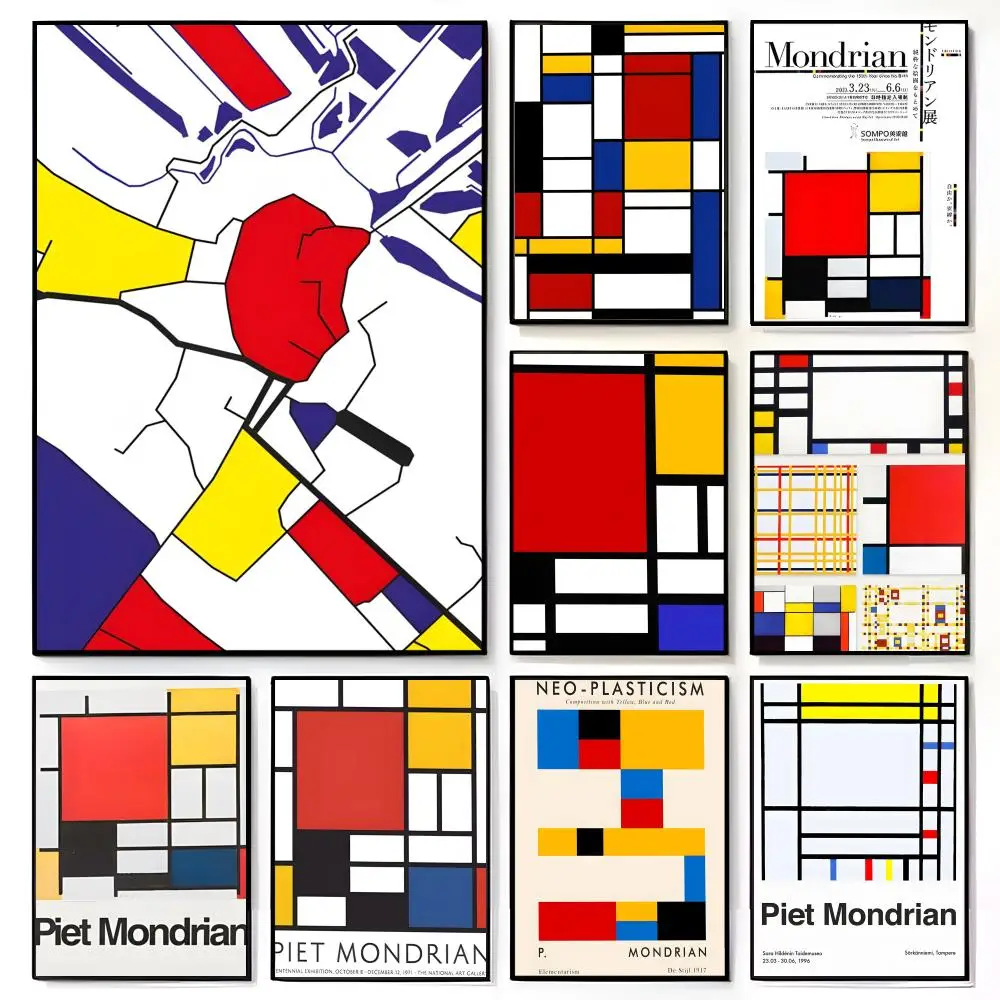 Abstract Art Geometric painter P-Piet M-Mondrian Poster American Film Mural Home Childrens Room Wall Decor Print