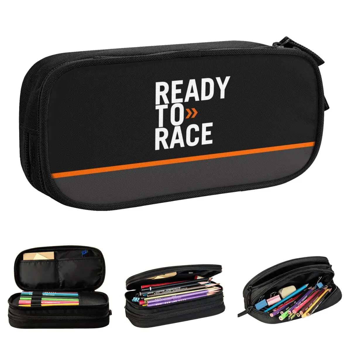 Motor Ready To Race Enduro Cross Motocross Pencil Case Classic Pen Box Bag Kids Large Storage Office Gifts Pencilcases