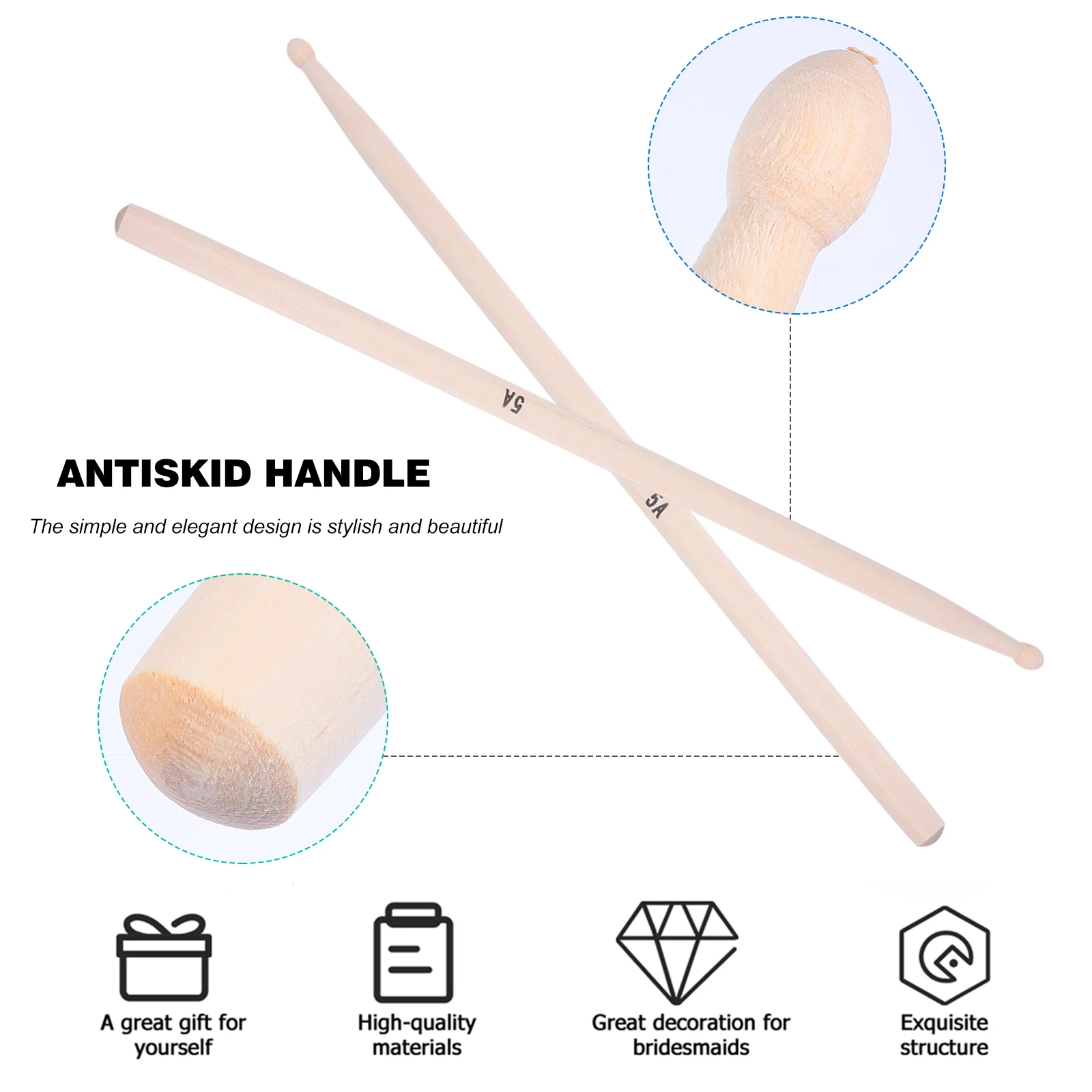 

20 Pcs Maple Pointed Drum Pedal for Drumstick Sticks Drumming Hand Drumsticks Wooden Musical Parts Accessories 5a
