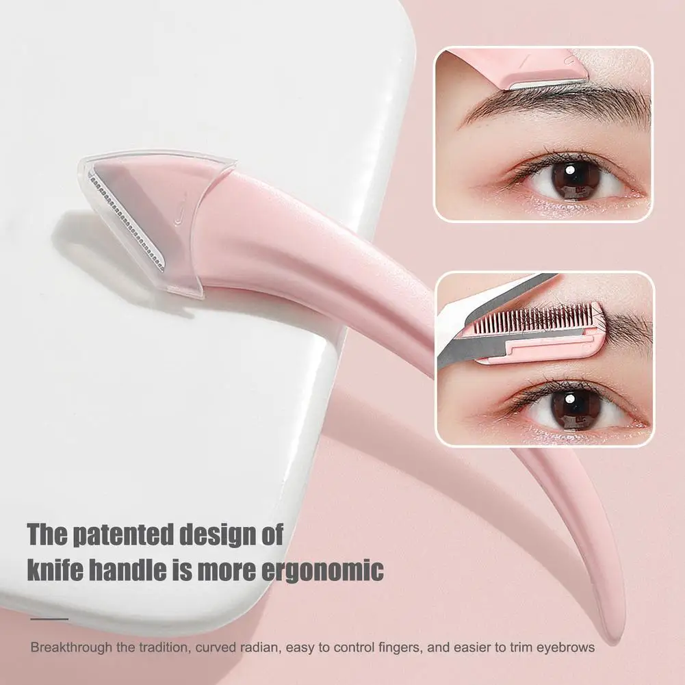 3pcs-Eyebrow Scissors With Eyebrow Razor,Professional Eyebrow Trimmer Scissors With Comb,Non Slip Beauty Trimmer Make Up Tool