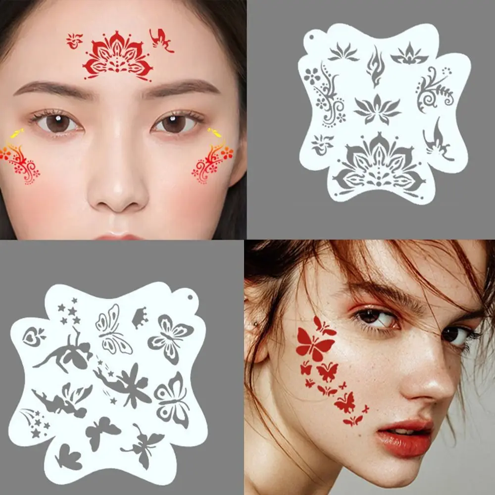 Plantillas de pintura facial reutilizables, herramientas de maquillaje ahuecadas y decorativas, fácil de usar, pintura a mano, arte corporal, plantillas de dibujo