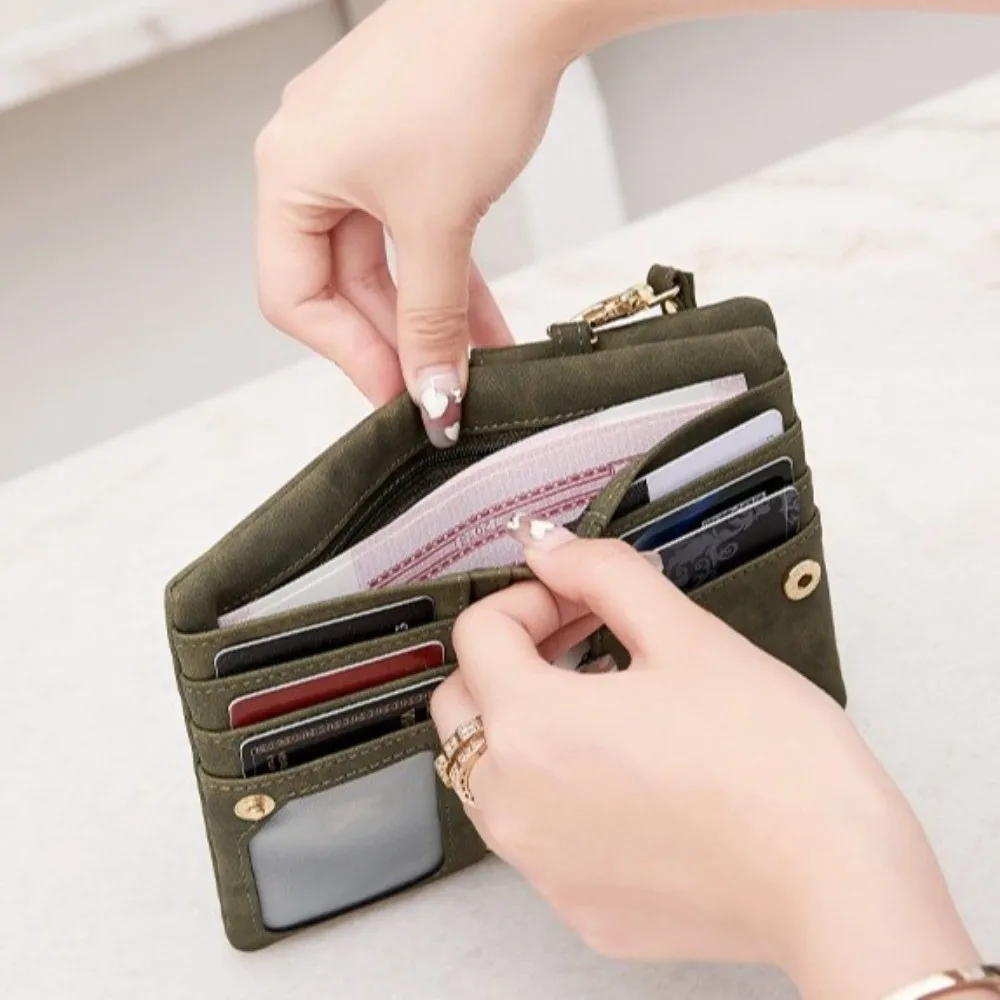 

Новая кошелек-клатч из искусственной кожи с двойной молнией, множеством отделений для карт, матовой отделкой, складной, с карманом для монет, окошком для ID-карты, наручной ремешком, для повседневного использования