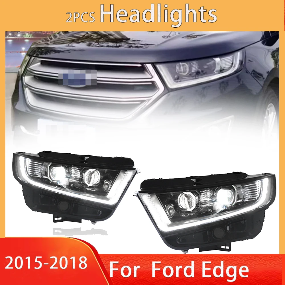 

Фара для Ford Edge 2015 2016 2017-2019 Обновление головы Светодиодные автомобильные фары Проектор Бифокальная линза DRL Сигнальная передняя лампа Аксессуар